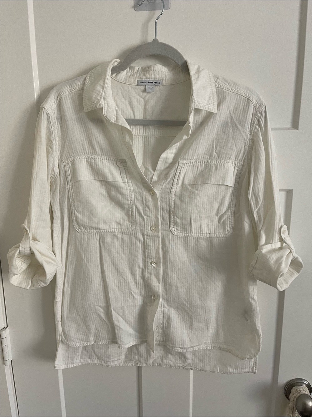 James Perse Cream Button-Front Shirt